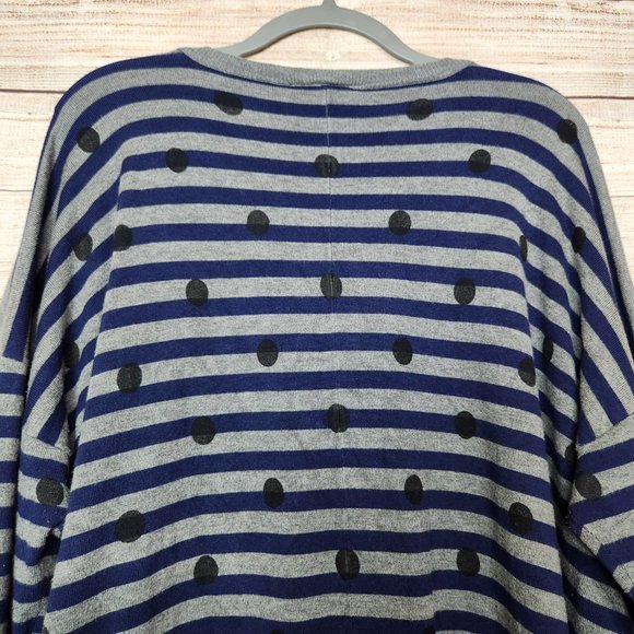 Lane Bryant Sweater Pullover Long Sleeve Polka Dots Striped Gray Blue Size 18/20 - Picture 10 of 12